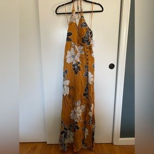 Halter neck floral maxi dress
